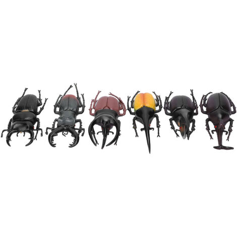 6-teiliges Insektenmodell Käfer-Simulationsset, Halloween-Accessoire, ungiftiges PVC-Spielzeug (Schwarz)