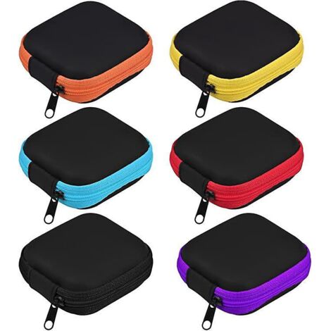 6-teiliges Kopfhörer-Etui (6 Farben) Reise-Kopfhörer-Aufbewahrungsset, tragbare Kopfhörer-Aufbewahrungsbox, Mini-Kopfhörer-Etui