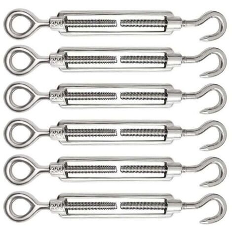 6-teiliges M5-Kabelspannschloss-Set, verstellbarer Kabelspannschlosshaken und -ösen aus Edelstahl 304 für Draht, Stahlseil, Seil und Kabelspannhaken-Zubehör