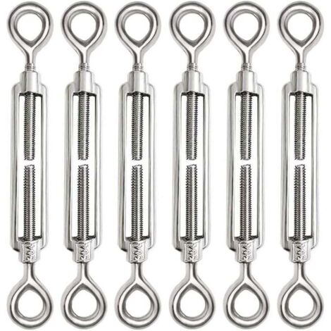 6-teiliges M6-Seilspannschrauben-Set, verstellbare Seilspannschrauben aus Edelstahl 304, Öse und Öse für Drahtspanner, Stahlseil, Seilhaken, Spannerzubehör
