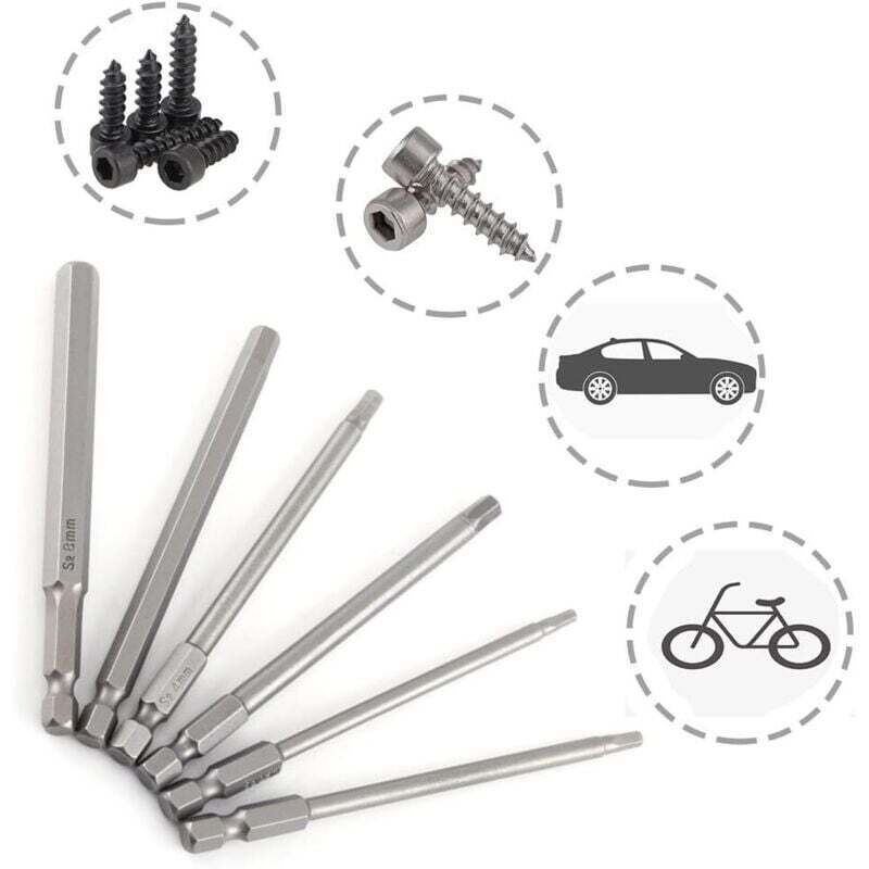 Image of 6-teiliges magnetisches Schraubendreher-Set (100 mm) mit 1/4"-Sechskantbits