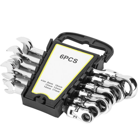 6-teiliges Multifunktions-Ratschenschlüssel-Set mit flexiblem Kopf (8-17 mm) für Reparaturwerkzeuge