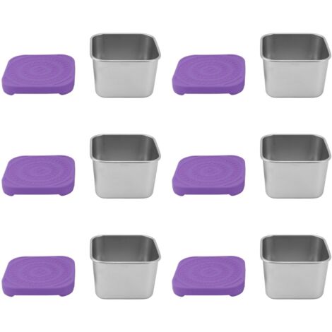 6-teiliges Saucentopf-Set aus Edelstahl 304, auslaufsicher und wasserdicht, ideal für Salatdressings, Picknicks, Mittagessen und Reisen – Lila