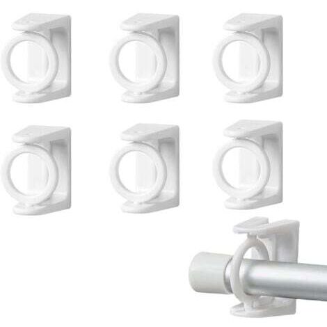 6-teiliges Set aus bohrfreien Gardinenstangenhalterungen, Gardinenhaken und bohrfreien Gardinenaufhängern, geeignet für alle glatten und ebenen Oberflächen.