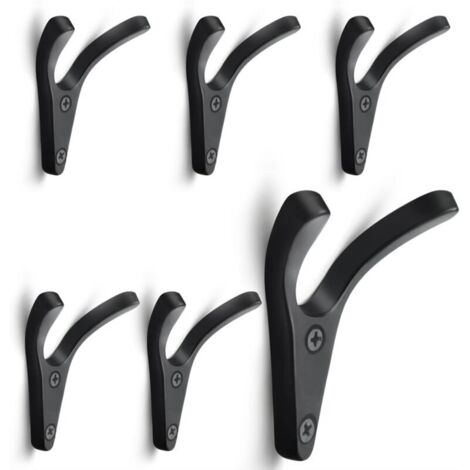 6-teiliges Set doppelter Wandgarderobenhaken, minimalistische und robuste Wandhaken aus Zinklegierung, Garderobenständer für Eingangsbereich, Schlafzimmer, Badezimmer, Mehrzweckhaken, inklusive Schrau