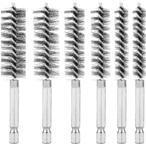 6-teiliges Set Edelstahl-Drahtbürsten zur Reinigung von Bohrmaschinen, Rohrreinigungsbürsten-Set, Schleifdrahtbürste mit 1/4-Zoll-Sechskantgriff