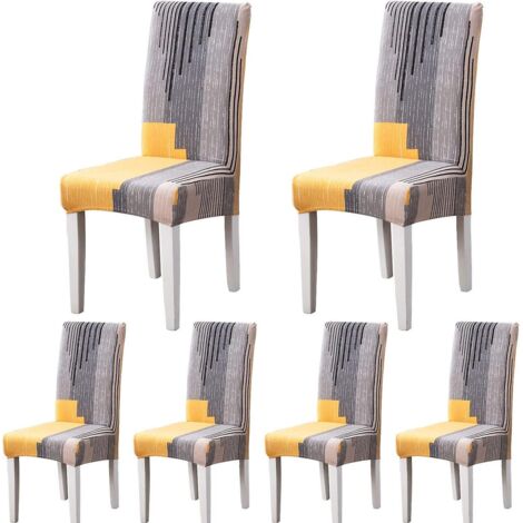 6-teiliges Set - Esszimmerstuhlhussen, moderne elastische und strapazierfähige Stuhlhussen, dehnbare Stuhlhussen für Hochzeitsdekoration, Hotel,