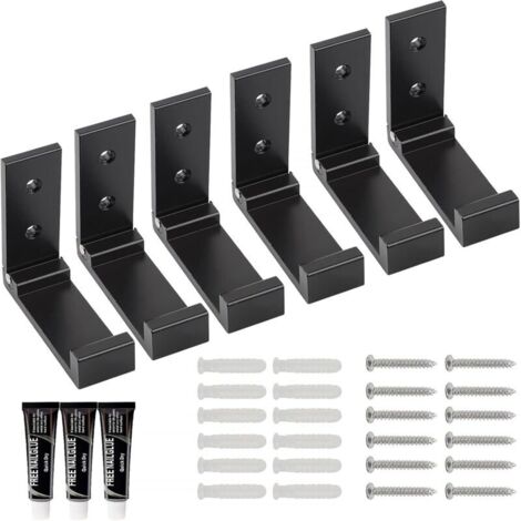 6-teiliges Set faltbarer Haken, faltbare Wandhaken aus Aluminium, faltbare Kleiderhaken, für Kopfhörer, Mäntel, Küche, Badezimmer, Schlafzimmer (Schwarz)