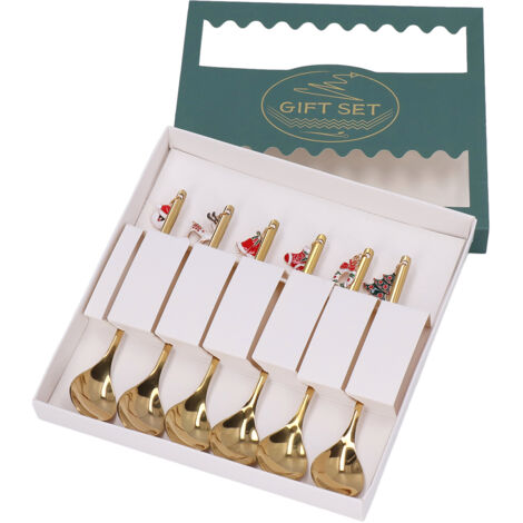 6-teiliges Set goldener Edelstahllöffel für Dessert, Eis und Kaffee