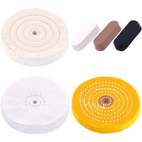 6-teiliges Set professioneller 6-Zoll-Polierscheiben mit 3 farbigen Polierpasten, bestehend aus Baumwolle (48 Lagen), Gelb (39 Lagen) und Flanell (30 Lagen)