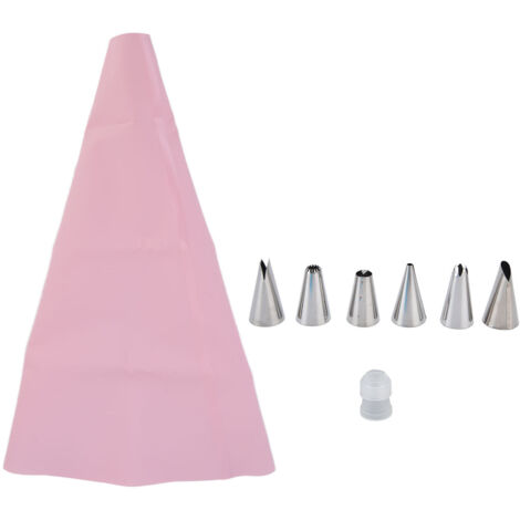 6-teiliges Set rosa, rostfreier Spritzbeutel mit Tortenaufsätzen für DIY-Dekorationen