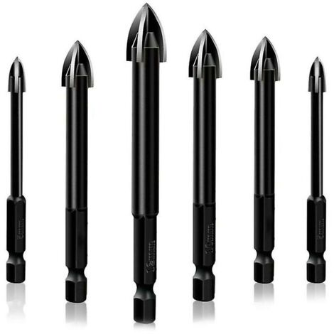 6-teiliges Universal-Bohrer-Set, Hartmetall-Bohrer, Multifunktions-Bohrer, Glas, Keramik, Vollkeramik, Fliesen, Wände, Holz, Locher-Bohrer-Set