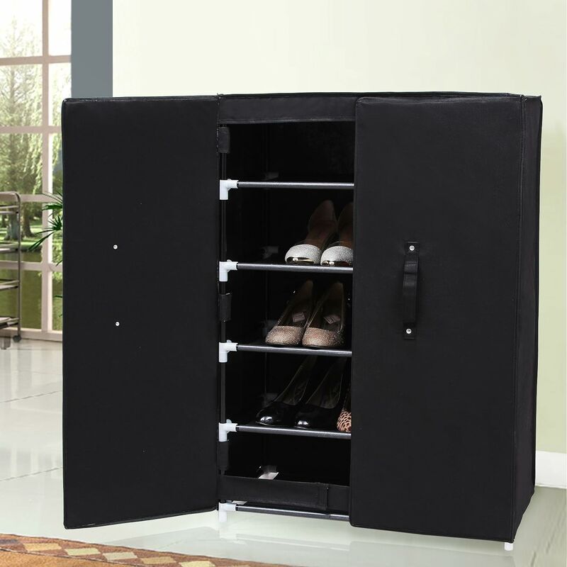 6 Tier Shoe Rack Stand With 2 Doors Shoe Storage Organizer 61 X 28 X 89cm Rxa16h