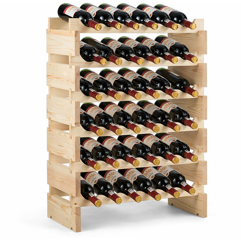 Costway - 6 Tier Wine Rack 36 Bottle Stackable Storage Wine Holder Stand Drink Organizer