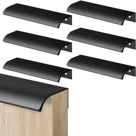 6 tiradores invisibles para cajones de muebles, tiradores ocultos para puertas, tiradores empotrados para cajones, puertas de armarios y cómodas, distancia entre agujeros: 96 mm.