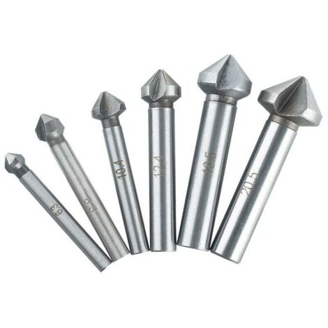 6 tlg 90 3 Flute Kegelsenkersatz Anfassen Versenkbohrer 1/4\" 6-Kanntschaft Senker Senkbohrer Versenker-Bit Kegelsenker Satz