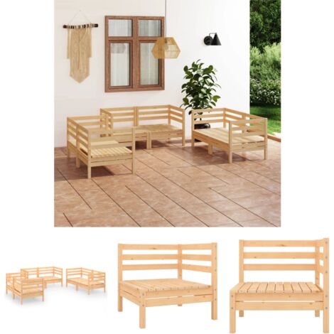 6-tlg. Garten-Lounge-Set Gartenmöbel-Set Terrassen-Sitzgruppe Massivholz Kiefer ZDEH76316 MaisonChic