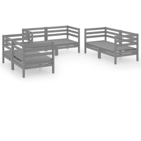 6-tlg. Garten-Lounge-Set Grau Massivholz Kiefer vidaXL