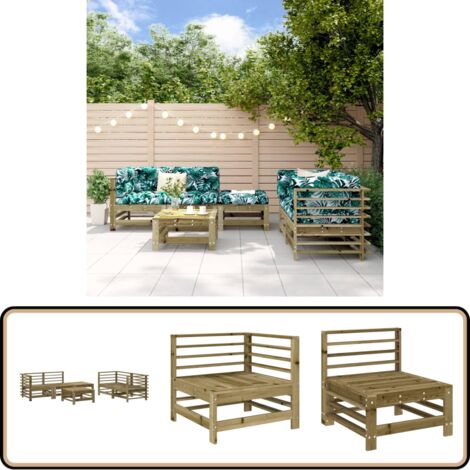 6-tlg. Garten-Lounge-Set Imprägniertes Kiefernholz - Gartenmöbel - Loungeset - Rattan Möbel - Gartenloungesessel - Kiefernholzmöbel