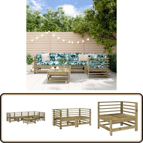 6-tlg. Garten-Lounge-Set Imprägniertes Kiefernholz - Gartenmöbel - Loungeset - Rattan Möbel - Kiefernholz - Gartensitzgruppe