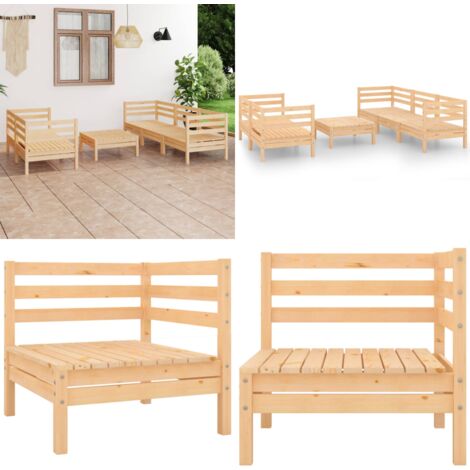 6-tlg. Garten-Lounge-Set Kiefer Massivholz - Gartenmöbeln - Loungesessel - Gartenloungeset - Rattan Möbel - Holz Gartenmöbel - Home & Living