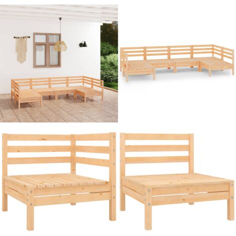 6-tlg. Garten-Lounge-Set Massivholz Kiefer - Gartenmöbel - Loungesessel - Rattan Möbel - Kiefernholzmöbel - Gartenloungeset - Home & Living