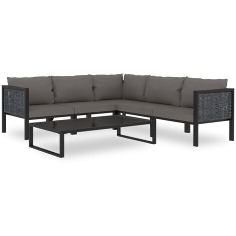 6-tlg. Garten-Lounge-Set mit Auflagen Poly Rattan Anthrazit vidaXL
