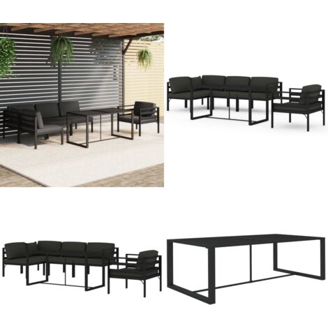 6-tlg. Garten-Lounge-Set mit Kissen Aluminium Anthrazit - Aluminiummöbel - Gartensofa