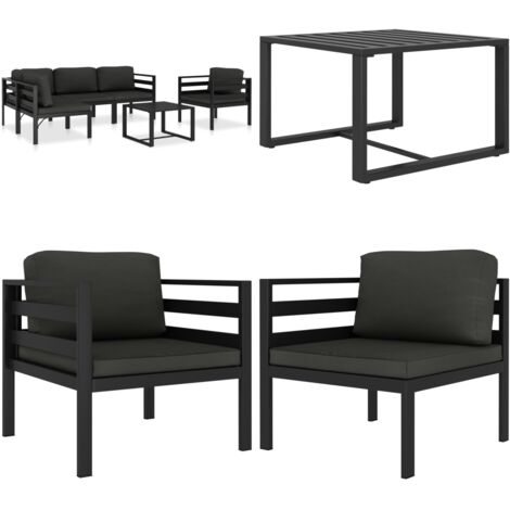6-tlg. Garten-Lounge-Set mit Kissen Aluminium Anthrazit - Aluminiumsofa - Gartenmöbel