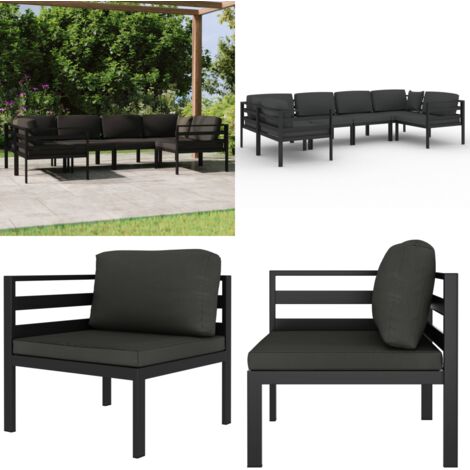 6-tlg. Garten-Lounge-Set mit Kissen Aluminium Anthrazit - Garten Lounge Set - Alu Loungesessel - Gartenmöbel - Balkon Möbel - Außenbereich - Home & Living