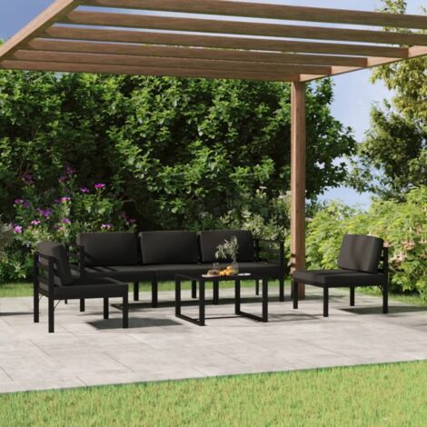 6-tlg. Garten-Lounge-Set mit Kissen Aluminium Anthrazit vidaXL