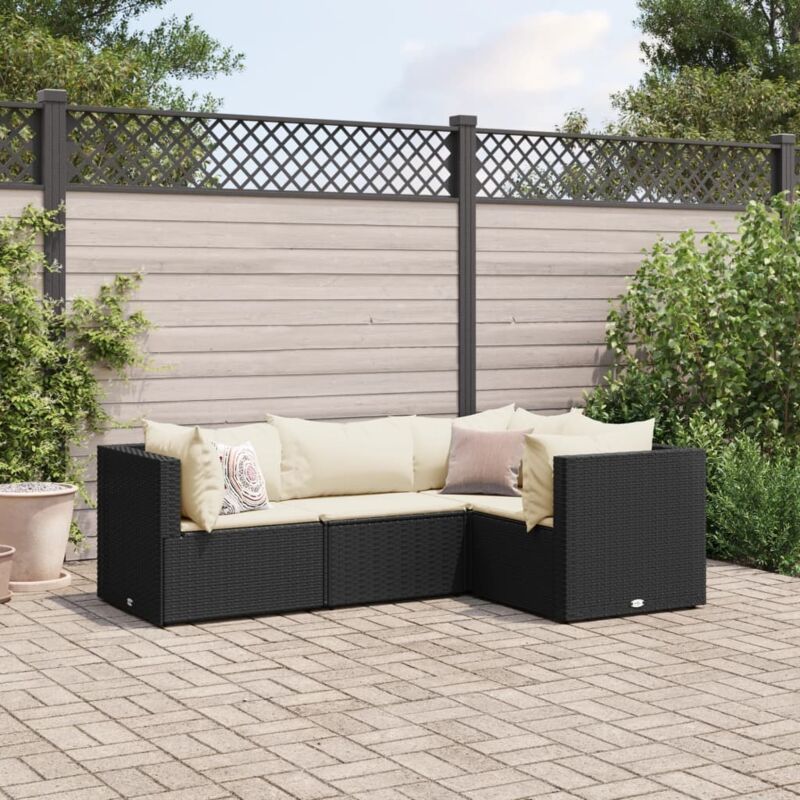 Vidaxl - 4-tlg. Garten-lounge-set Mit Kissen Schwarz Poly Rattan