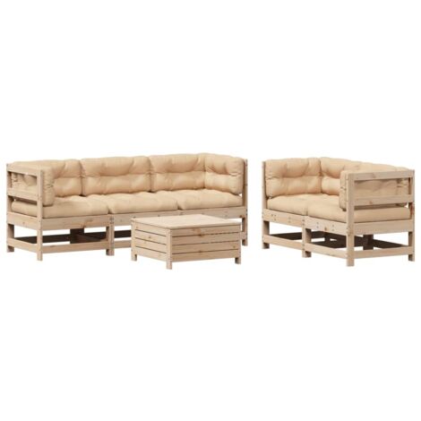 6-tlg. Garten-Lounge-Set mit Kissen Massivholz Kiefer vidaXL