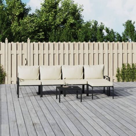 6-tlg. Garten-Lounge-Set mit Sandfarbigen Kissen Stahl vidaXL