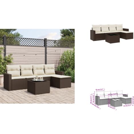 6-tlg. Garten-Sofagarnitur mit Kissen Braun Poly Rattan - Garten Sofagarnitur - Garten Sofagarnituren - Outdoor Sofagarnitur - Sofagarnitur Terrasse