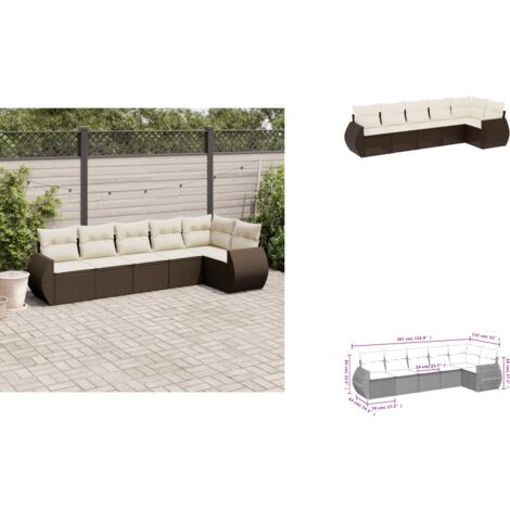 6-tlg. Garten-Sofagarnitur mit Kissen Braun Poly Rattan - Garten Sofagarnitur - Garten Sofagarnituren - Outdoor Sofagarnitur - Sofagarnitur Terrasse