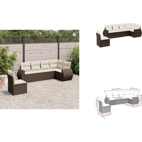 6-tlg. Garten-Sofagarnitur mit Kissen Braun Poly Rattan - Garten Sofagarnitur - Garten Sofagarnituren - Outdoor Sofagarnitur - Sofagarnitur Terrasse