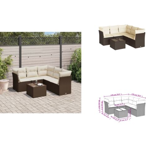 6-tlg. Garten-Sofagarnitur mit Kissen Braun Poly Rattan - Garten Sofagarnitur - Garten Sofagarnituren - Outdoor Sofagarnitur - Sofagarnitur Terrasse