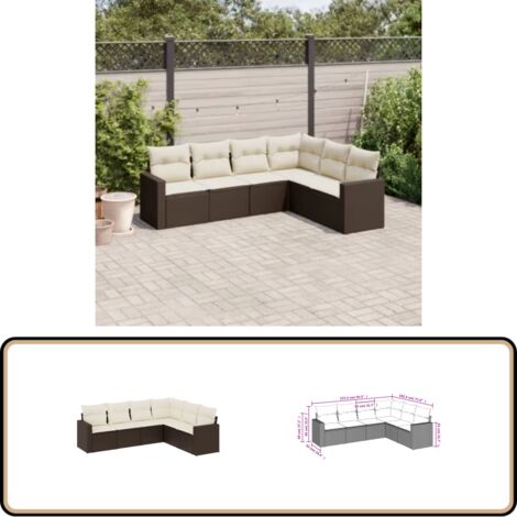 6-tlg. Garten-Sofagarnitur mit Kissen Braun Poly Rattan - Gartensofa - Outdoor Möbel - Gartenmöbel Set - Rattan Sofa - Lounge Set