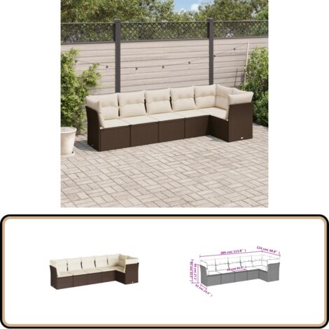 6-tlg. Garten-Sofagarnitur mit Kissen Braun Poly Rattan - Gartensofas - Outdoor Möbel - Gartenmöbel Set - Rattan Sofa - Lounge Set