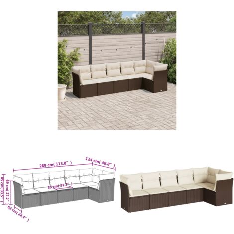 6-tlg. Garten-Sofagarnitur mit Kissen Braun Poly Rattan - Gartensofas - Outdoor Möbel - Gartenmöbel Set - Rattan Sofa - Lounge Set - Home & Living