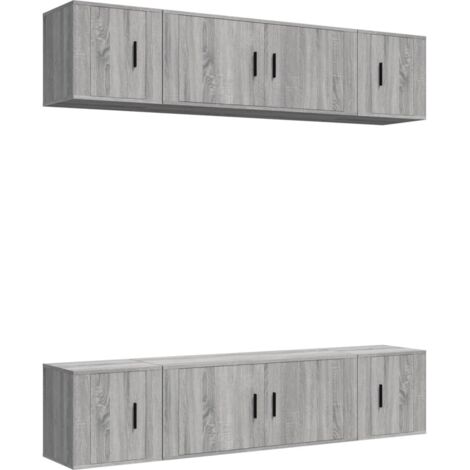 6-tlg. TV-Schrank-Set Grau Sonoma Holzwerkstoff vidaXL
