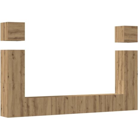 6-tlg. TV-Schrank-Set Wandmontage Artisan-Eiche Holzwerkstoff vidaXL