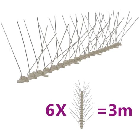 6-tlg. Vogelabwehr-Spikes-Set 3 m Kunststoff 4-reihig vidaXL616328