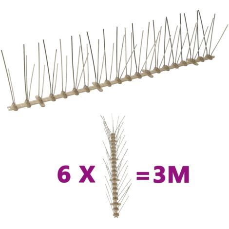 6-tlg. Vogelabwehr-Spikes-Set 3 m Kunststoff 5-reihig vidaXL939616