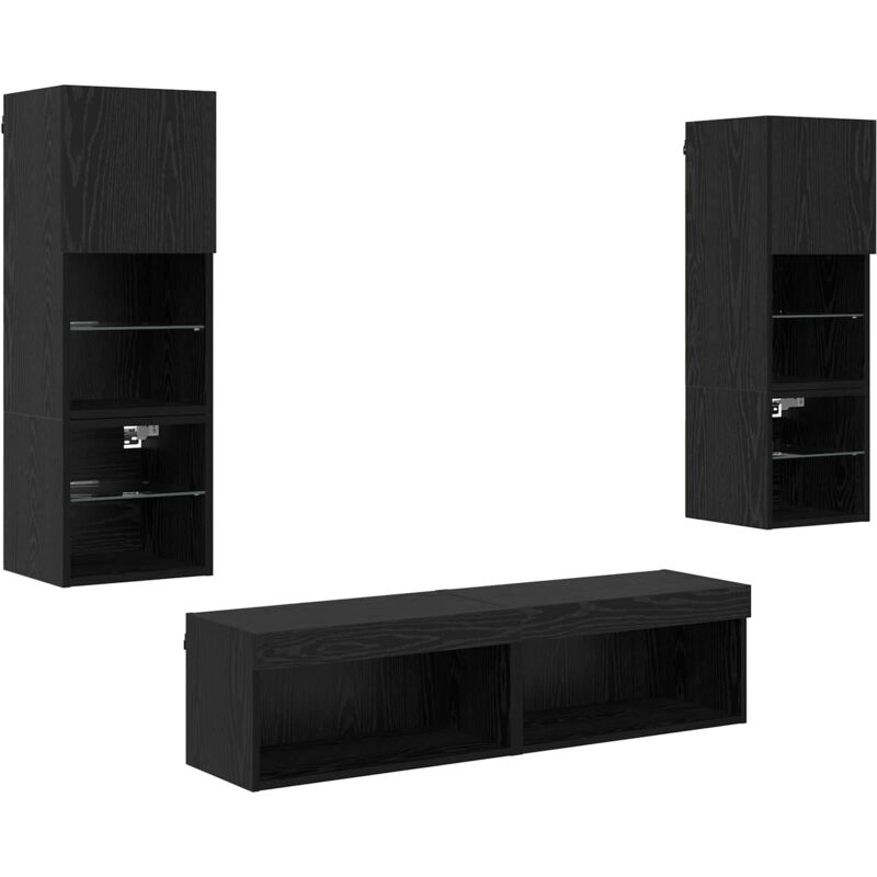 Tv-wandmöbel 6 Pcs Schwarz Eichen-optik Holzwerkstoff Vidaxl