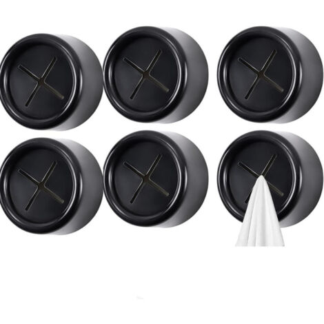 6 toalleros universales para baño con ganchos a presión – Almacenamiento práctico para baño y cocina, color negro.