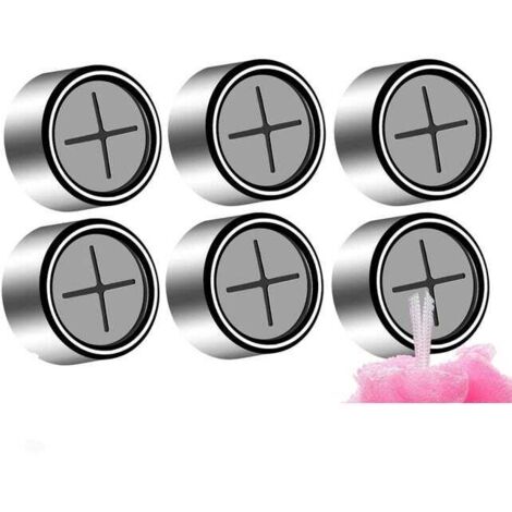 6 toalleros universales para baño con ganchos de presión: almacenamiento práctico para baño y cocina, color plata.