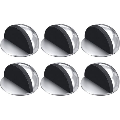 6 topes de puerta de piso autoadhesivos, topes de puerta de piso adhesivos de acero inoxidable con topes de goma, topes de puerta de piso, topes de pared para todos los pisos duros para proteger puert