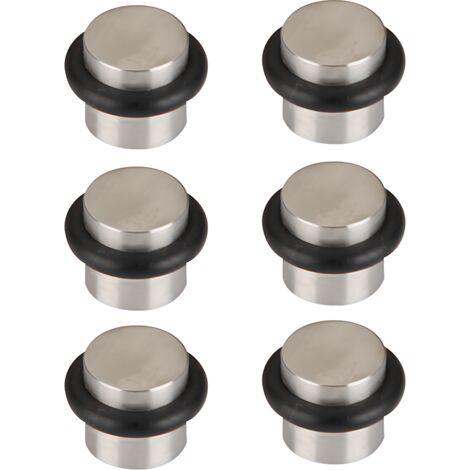 6 topes puerta cilíndricos acero inoxidable níquel satinado 19mm
